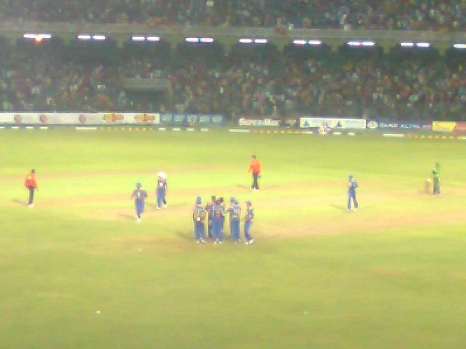 SLC team celebrates Thisara's hat trick 1 0