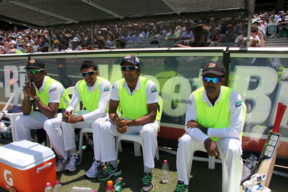 IC_SNNI_8100651.jpg Sri Lankan players at the MCG dugout