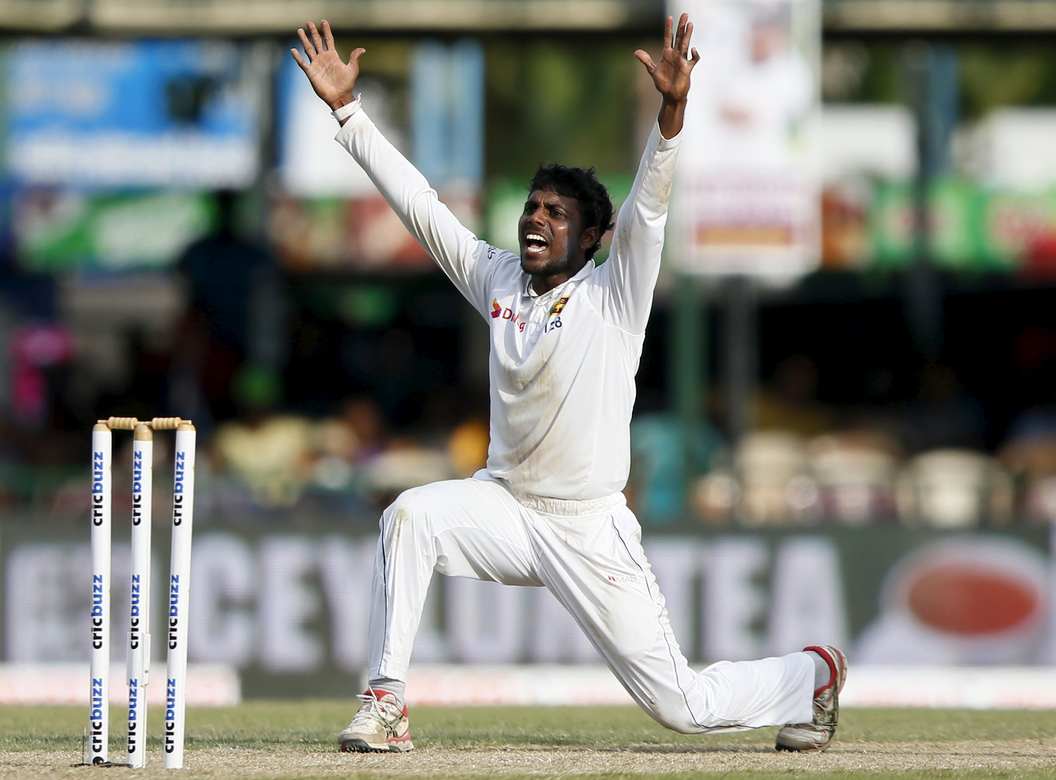 2015-08-20t120040z_673634111_gf10000177300_rtrmadp_3_cricket-lanka.jpg Sri Lanka's Tharindu Kaushal appeals for an unsuccessful wicket for India's Rohi