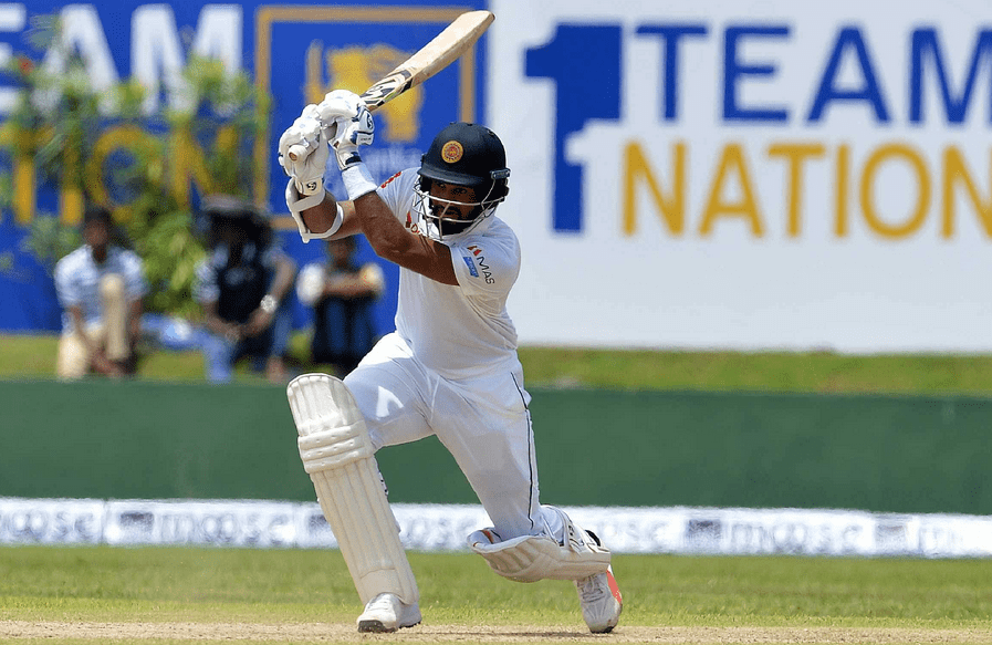 Dimuth Karunaratne plays a shot