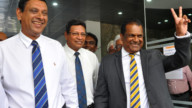 Sri Lanka Cricket officials Shammi Silva, Mohan de Silva and Ravin Wickremaratne